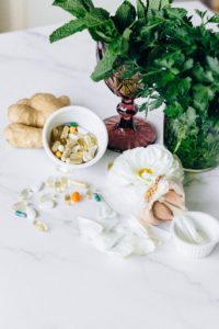 Vitamins, Garlic and Flower Image